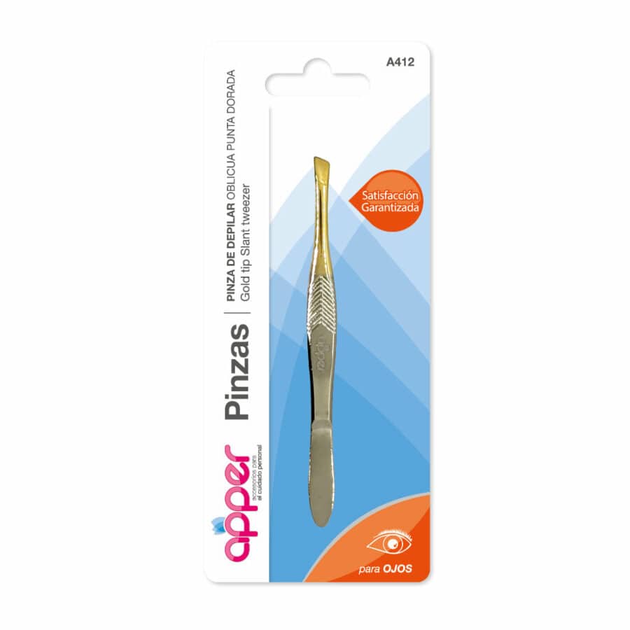 APPER-PINZA DE DEPILAR PUNTA DORADA BLISTER - Imagen 1